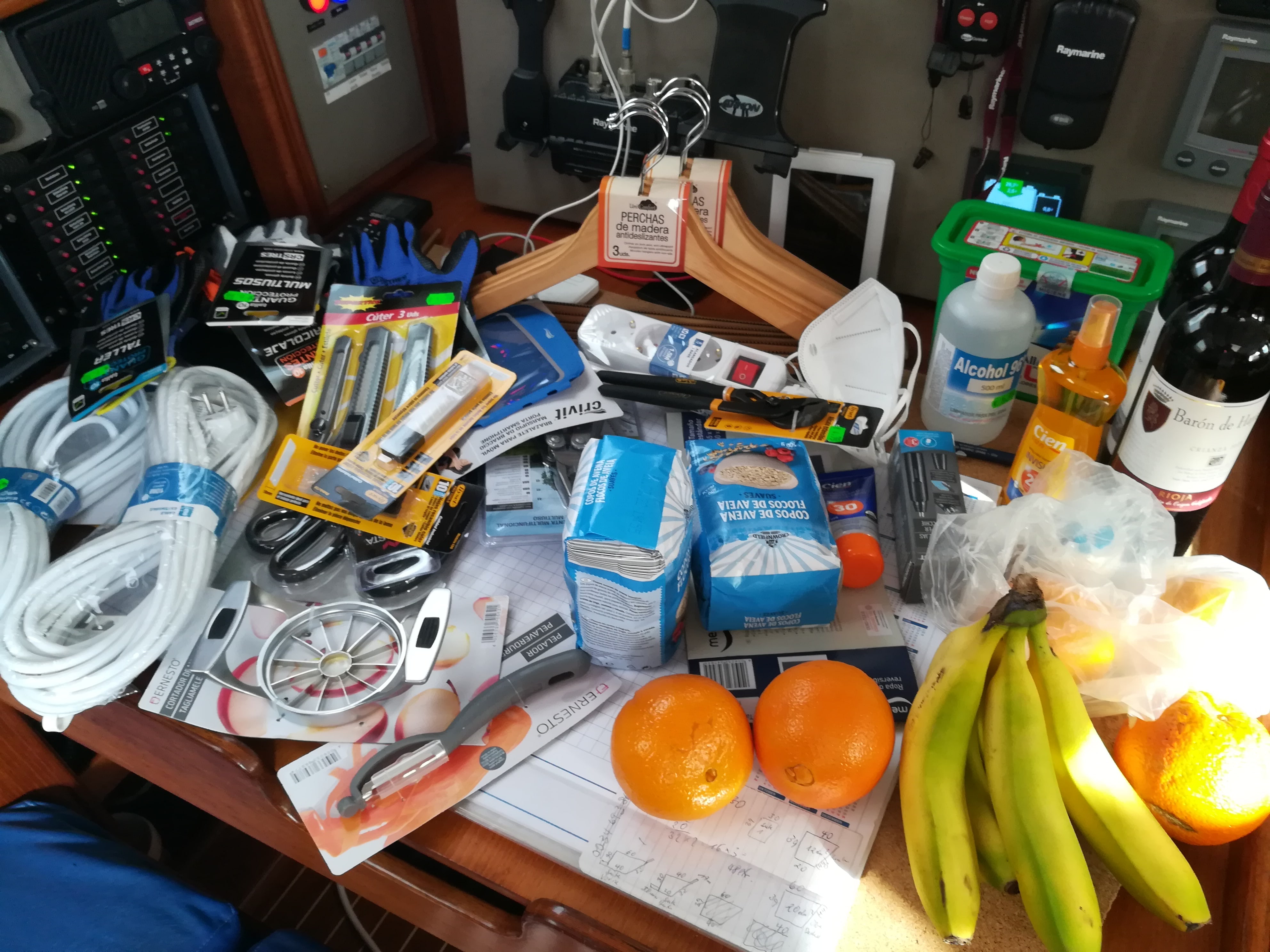 Proviant und Material für die Überfahrt